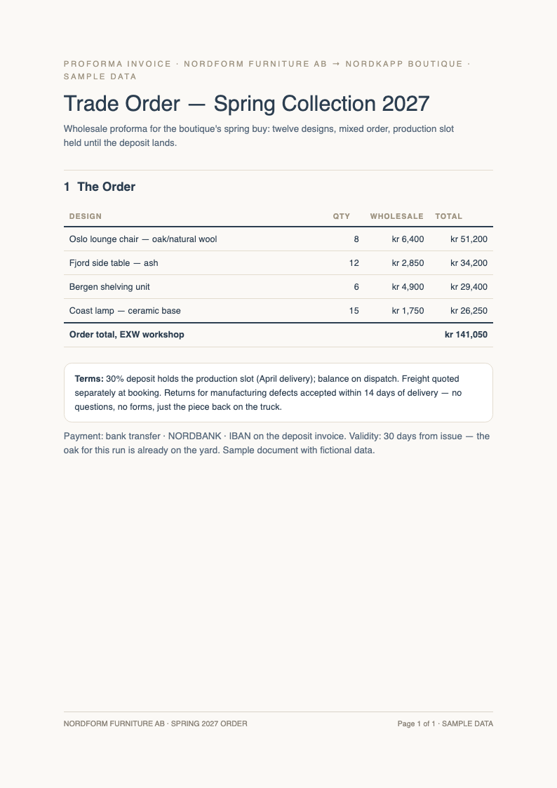 Nordic scandi clean proforma invoice